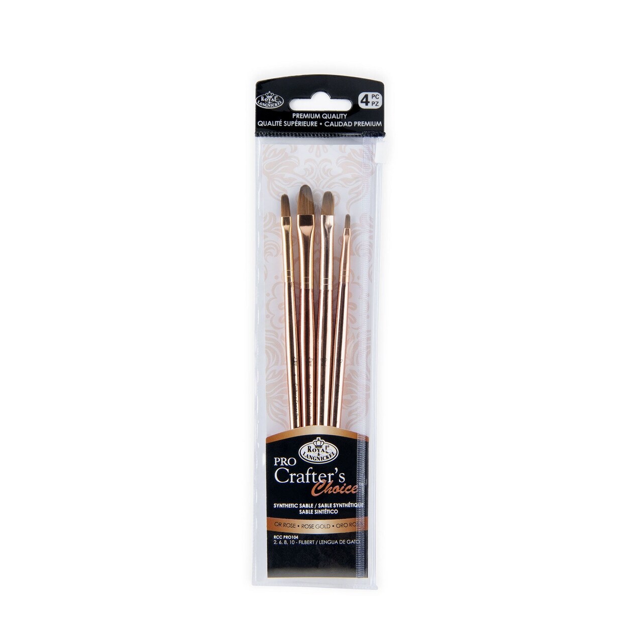 RCC PRO104-ZP | Crafter's Choice™ Pro 4pc Synthetic Sable Filbert Brush Set